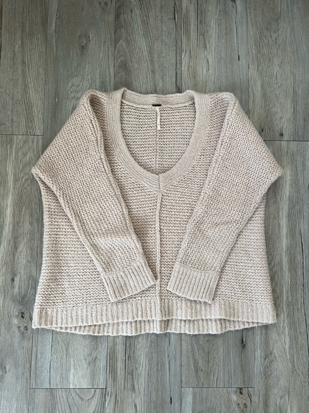 Free People Sandstone V-Neck Chunky Knit Sweater